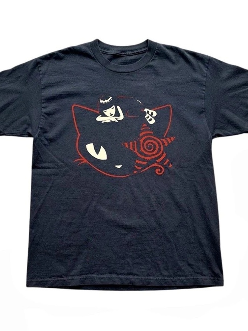 Gothic Cat Star Swirl Art Graphic Aesthetic Gildan T-Shirt